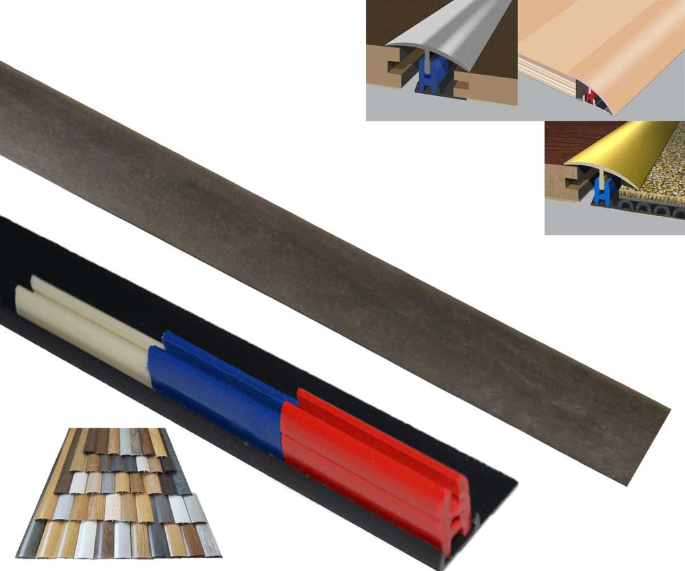Black Slate Threshold Adhesive Clip System Transitional Threshold Easyclip 40mm