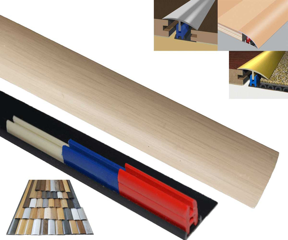 crem oak effect door threshold bar transtional easyclip