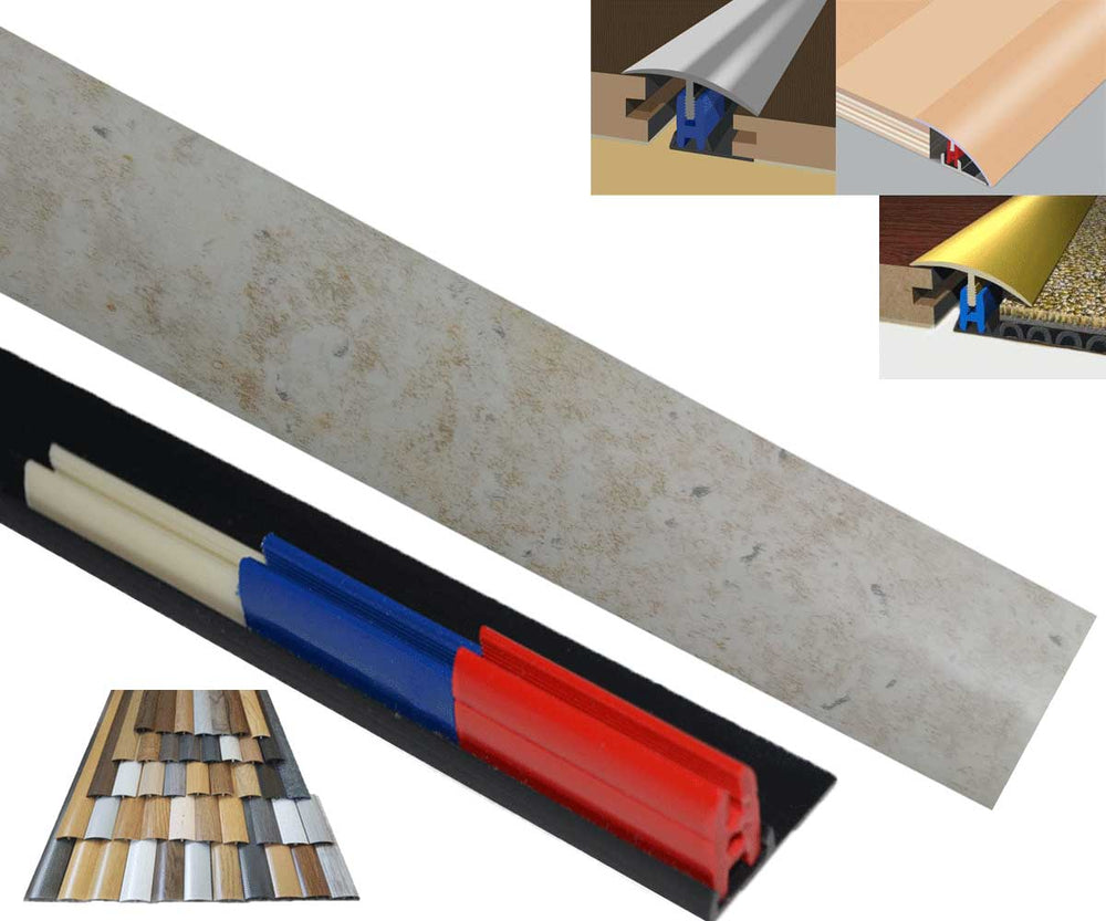 Limestone PVC Door Threshold Easyclip Transitional 1800mm Long x40mm Width