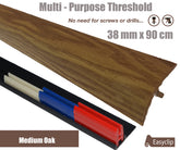 Medium Oak 40mm x 900mm Multi-Purpose Threshold Strip Adhesive Clip System