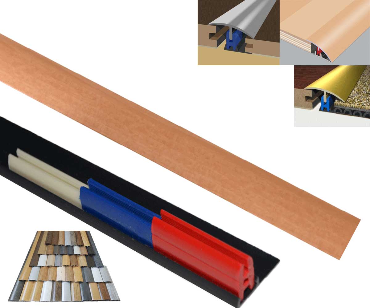 Beech  effect door threshold bar 40mm easyclip