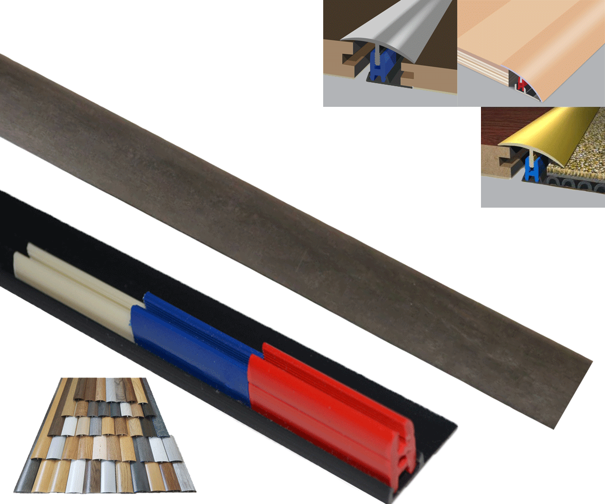 Black Slate 40mm x 900mm Multi-Purpose Threshold Strip Adhesive Clip System