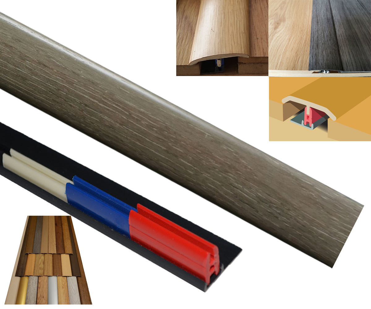 Dark Grey 50mm x 900mm Multi-Purpose Transitional Threshold Adhesive Clip System