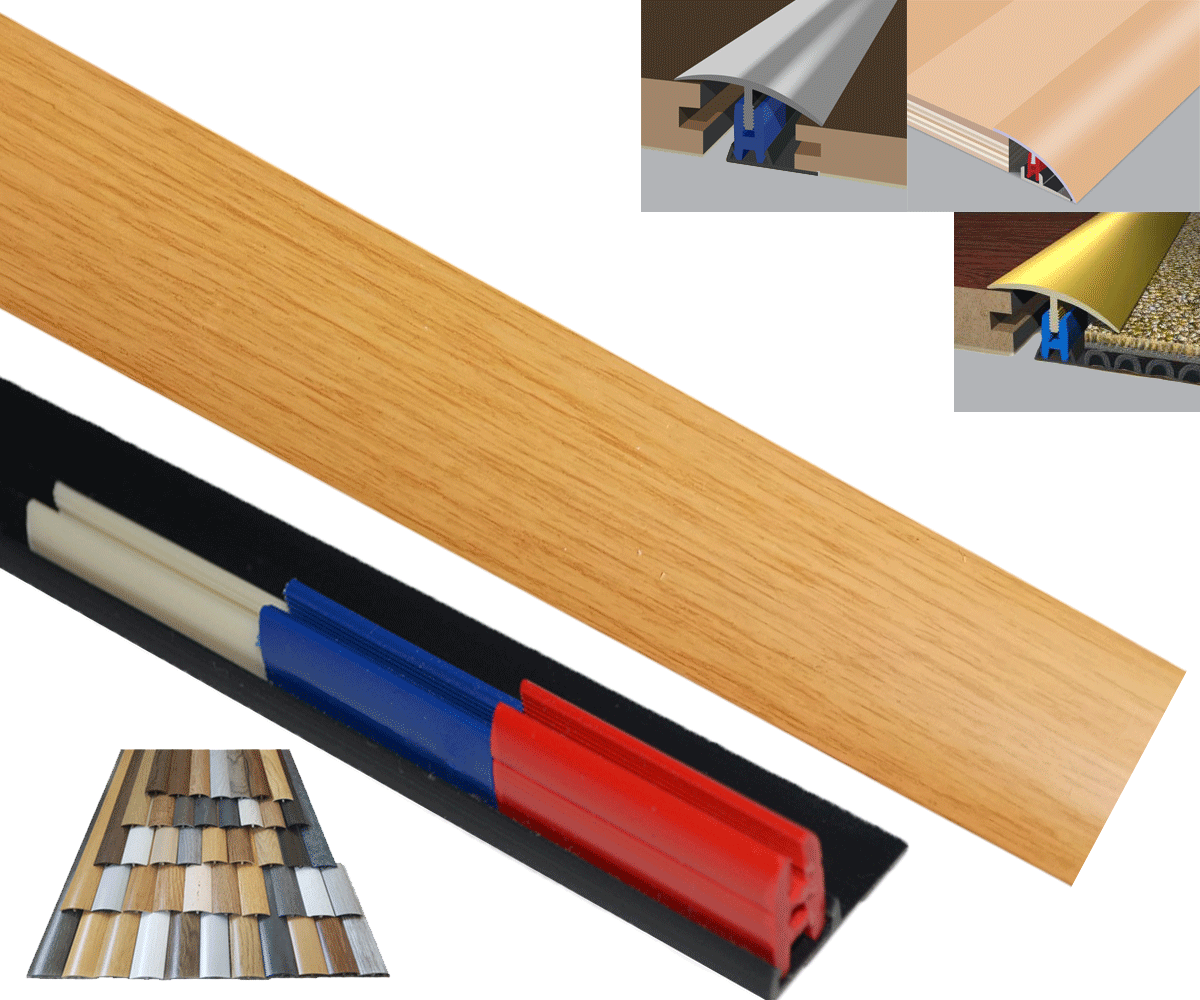 Oak 40mm x 1800mm Multi-Purpose Threshold Strip Adhesive Clip System