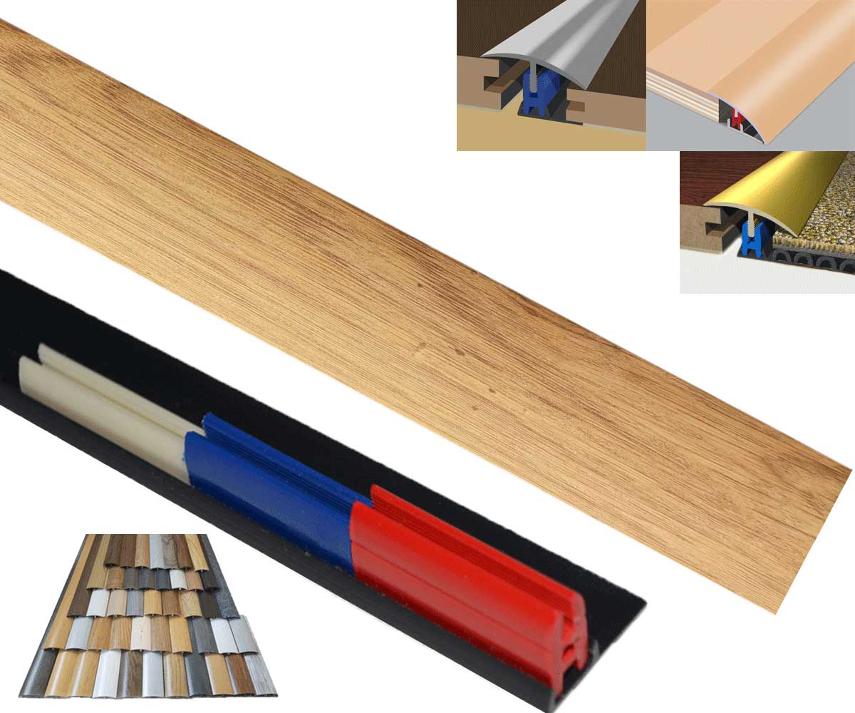 Pale Oak Door Threshold Transitional 40mm Easyclip Adhesive Clip Syatem