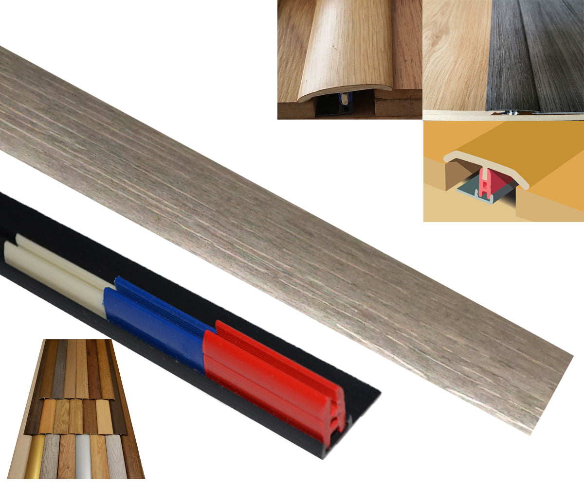 Silver Grey 50mm x 900mm Multi-Purpose Transitional Threshold Adhesive Clip System