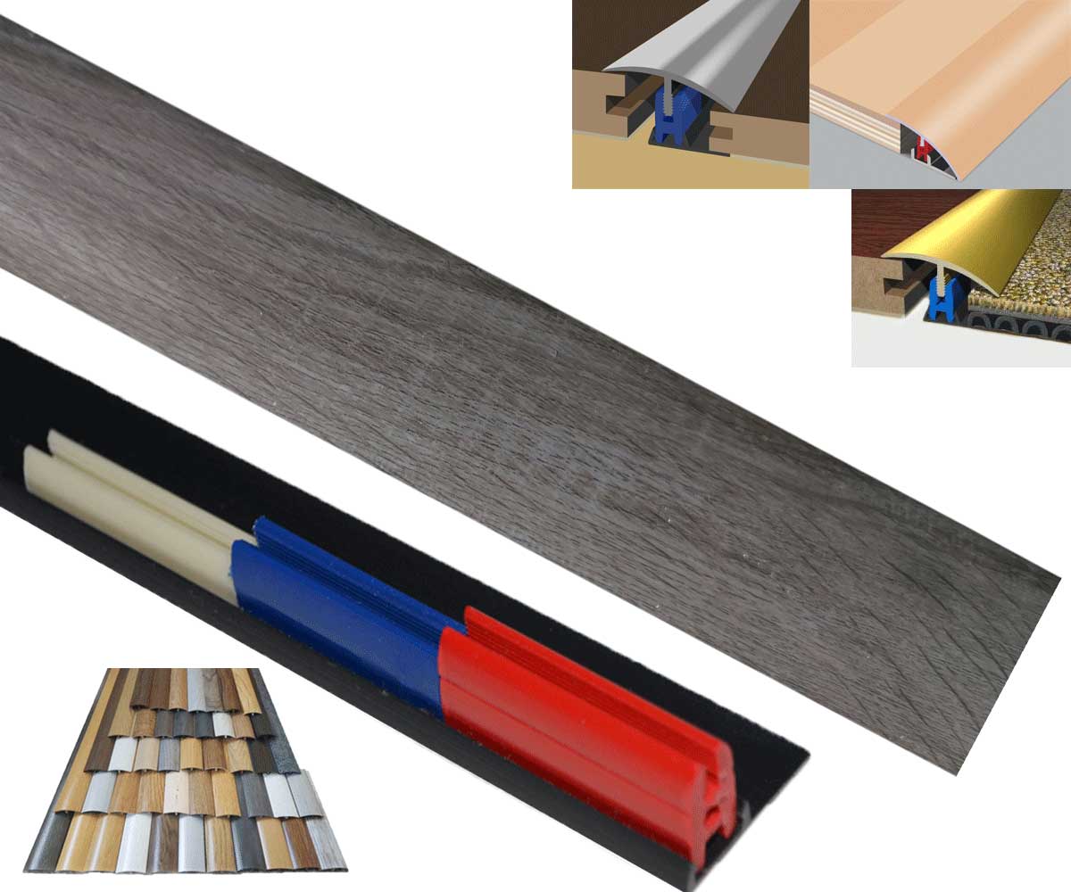 Toulon grey oak effect door threshold easyclip multi purpose