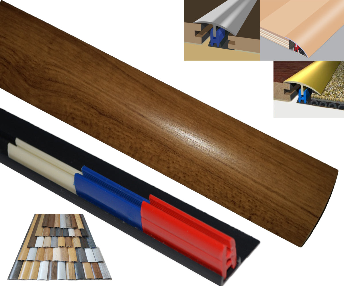 Walnut Dolce 40mm x 1800mm Multi-Purpose Threshold Strip Adhesive Clip System
