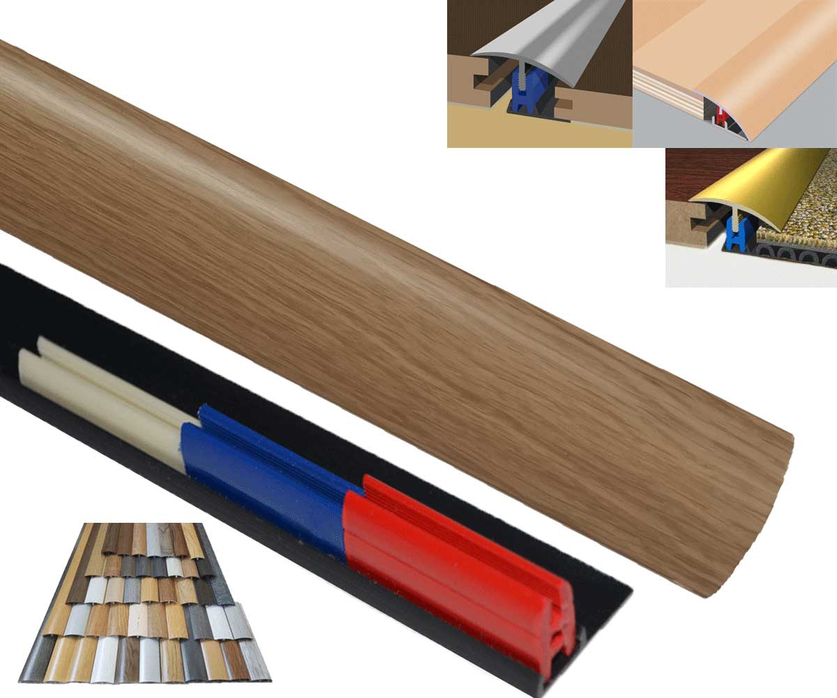 warm oak effect door threshold strip transitional 40mm easyclip